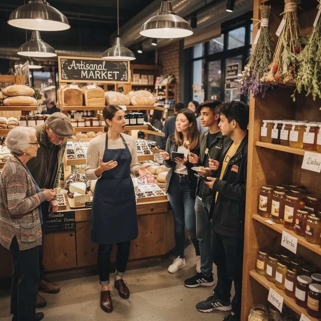 Wielobarwne stoiska z przyprawami i ziołami, zachęcające do odkrywania nowych smaków.